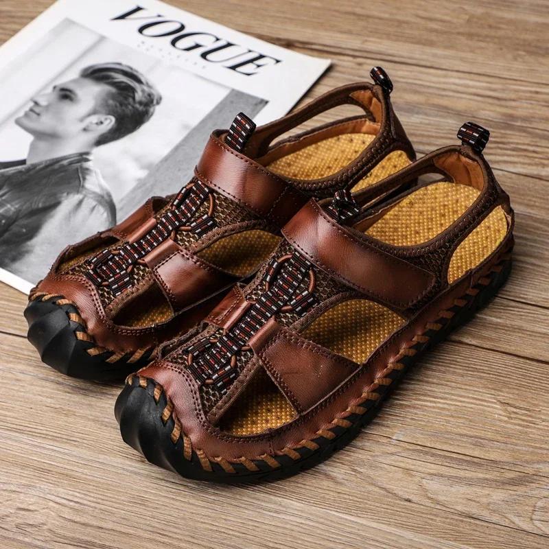 Herren Strandsandalen für Herren Originalmarken Schuhe Herren Bequeme Hausschuhe Erwachsene Herren Sandale Herren Ledersandale Sommer 38