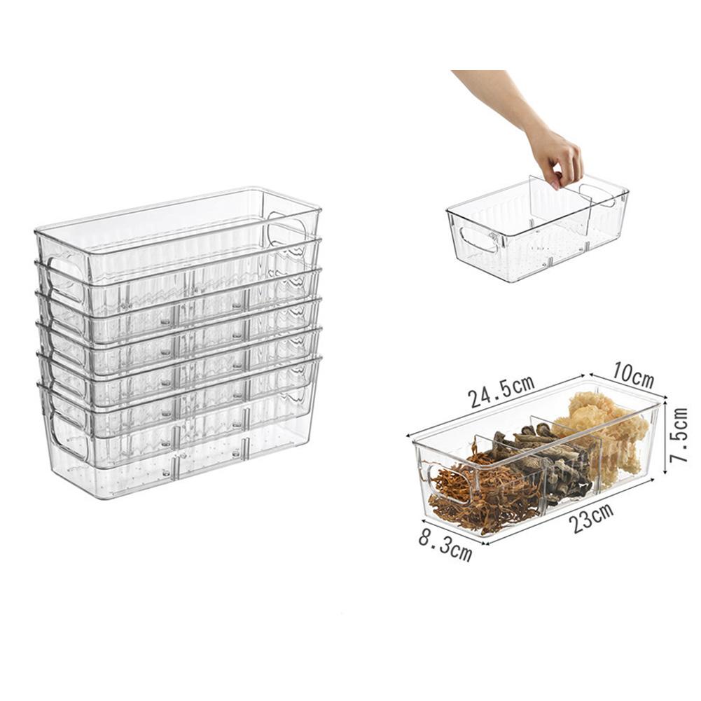 Kühlschrank-Organizer-Behälter mit 4 Fächern, transparente Aufbewahrungsbox für Lebensmittel, Kühlschrank-Organizer-Behälter mit Gemüse-/Obst-/Speisekammer-Organisation, Küchenzubehör S