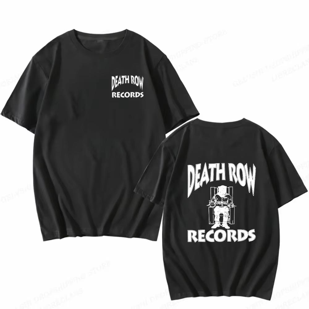 Death Row Records T-Shirt Unisex Mode T-Shirts Baumwoll-T-Shirts Hip Hop Tops T-Shirts Unisex T-Shirts Sommer Camisetas Oversize Lässig XL black