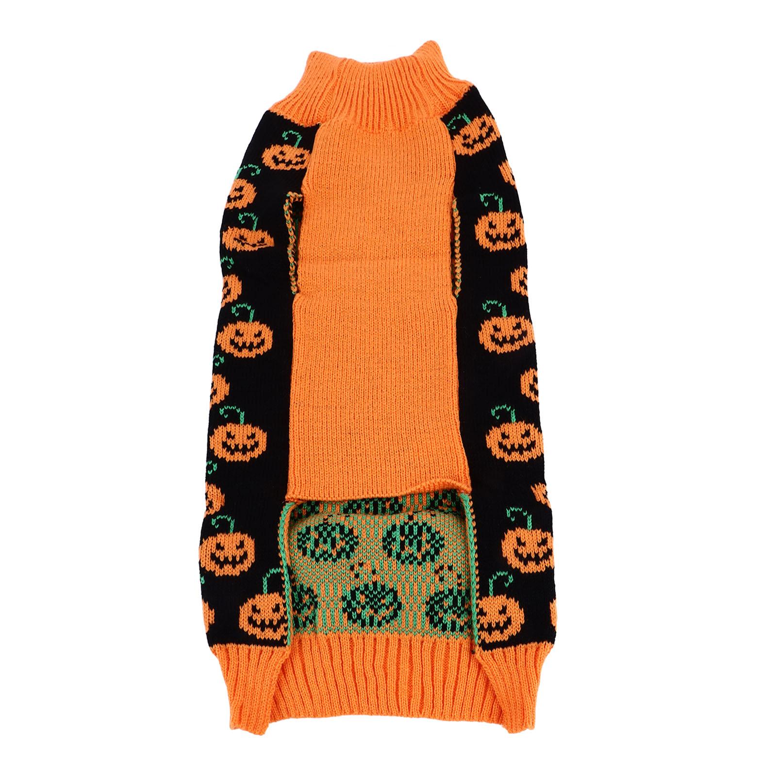 Halloween Hunde Pullover Niedliches Kürbis Muster Hunde Kürbis Rollkragen Hunde Strickwaren für Kleine Hunde Welpen