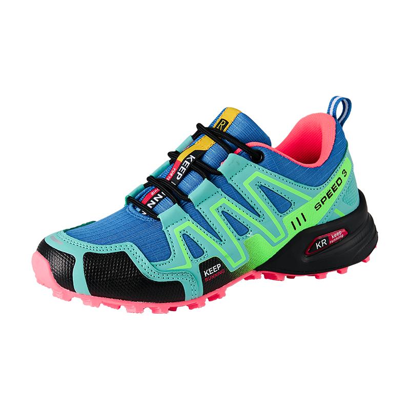 Damen-Outdoor-Wanderschuhe, leichte, verschleißfeste Damen-Bergsteiger-Wanderschuhe, wasserdichte große Leder-Sportschuhe 41 cyanblau