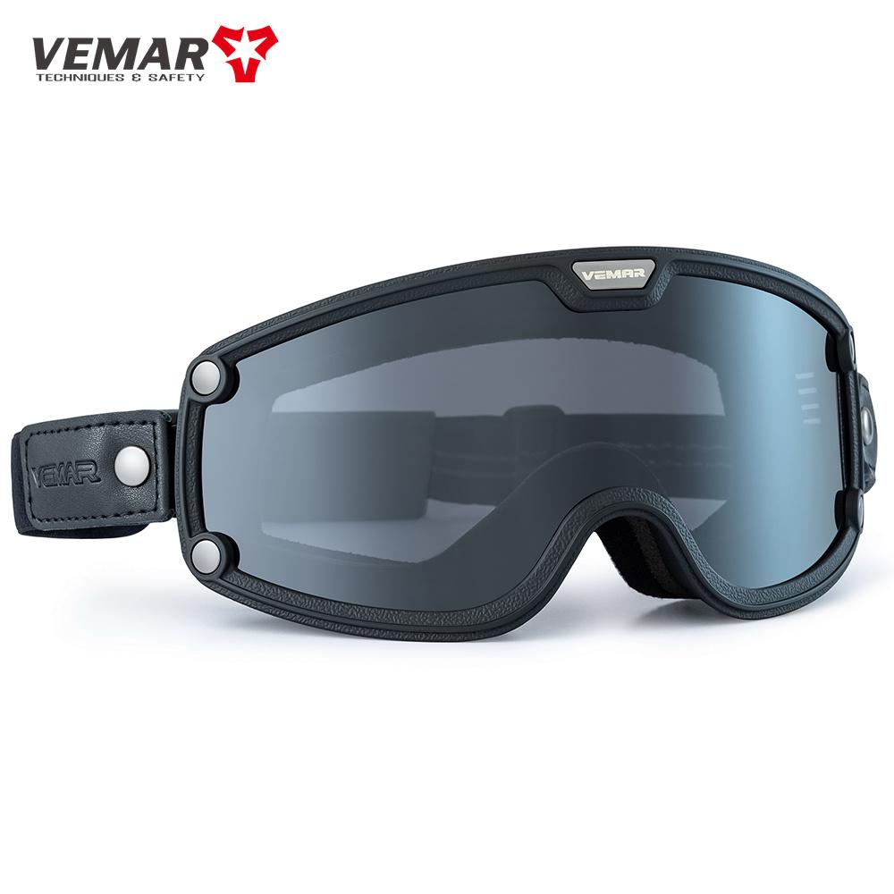 Motorradhelm Brille Retro Lokomotive Motorrad Fahren Radfahren Sonnenbrille Winddicht Anti Sand Offroad Universal Brille schwarz