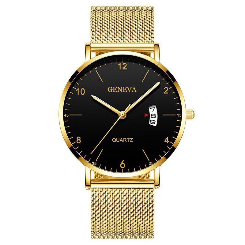 Mode Herren Uhren Top Marke Luxus Edelstahl Quarz Uhr für Männer Einfache Ultra Dünne Männliche Business Armbanduhr Uhr Geschenk gold/schwarz