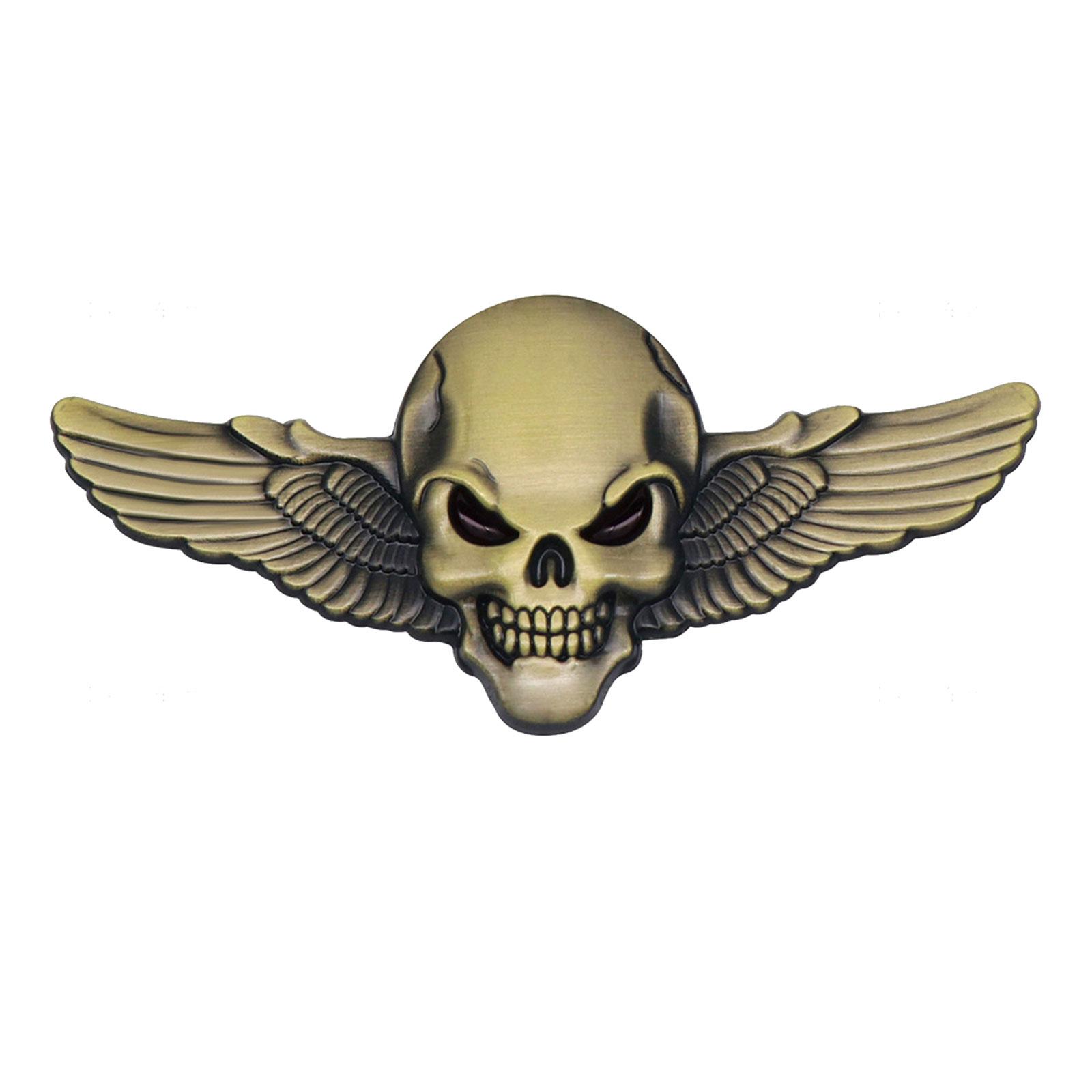 3D Skelett Totenkopf Flügel Emblem Metall Abzeichen Auto Abzeichen Aufkleber Auto Grill Körper Stamm Kotflügel Abzeichen Aufkleber Aufkleber L beige