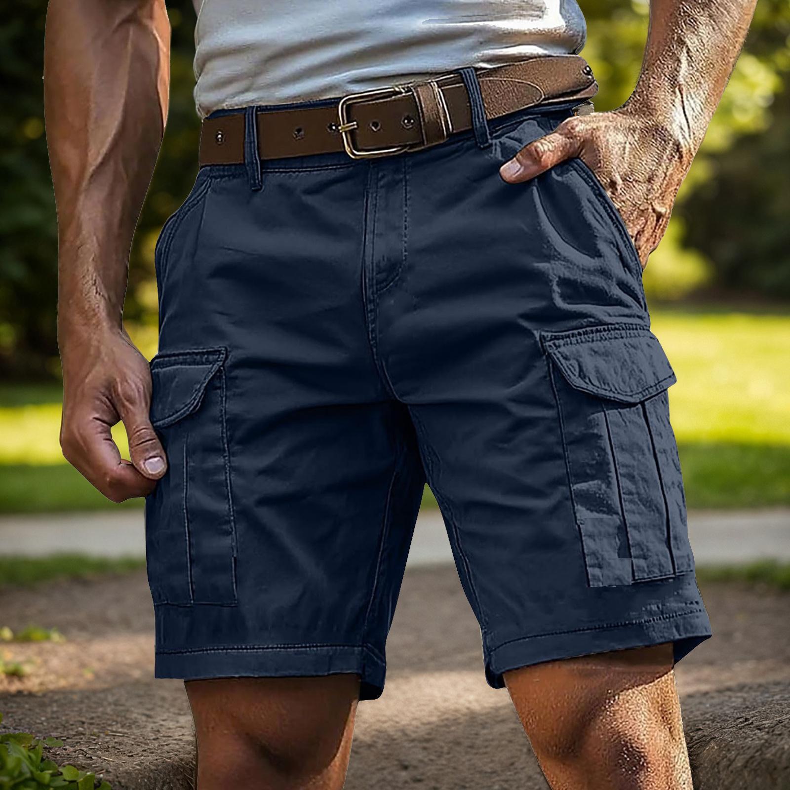 Herren Cargo-Shorts für Männer Baumwollshorts Herren Herren-Shorts Lässig mit mehreren Taschen Herren Schweißshorts Herren Shorts Lässig XXL dunkelblau