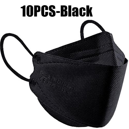 FFP2 Bunte Gesichtsmaske Mascarillas Antibeschlag-Staub-Atemschutzmaske Atmungsaktive KN95-Erwachsenenmasken 10PCS schwarz