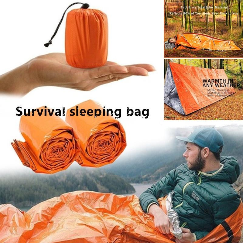 Outdoor Life Notfallschlafsack Survival Schlafsack Notfalldecke Outdoor Reisen Camping Survival Zubehör Taktische Ausrüstung orange