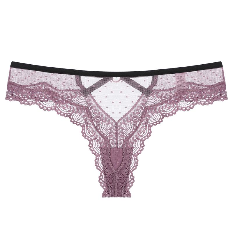 CINOON Frauen Sexy Spitze Höschen Transparent Low-taille Unterhose Aushöhlen Tanga Weibliche Nahtlose G-string Unterwäsche Dessous M violett