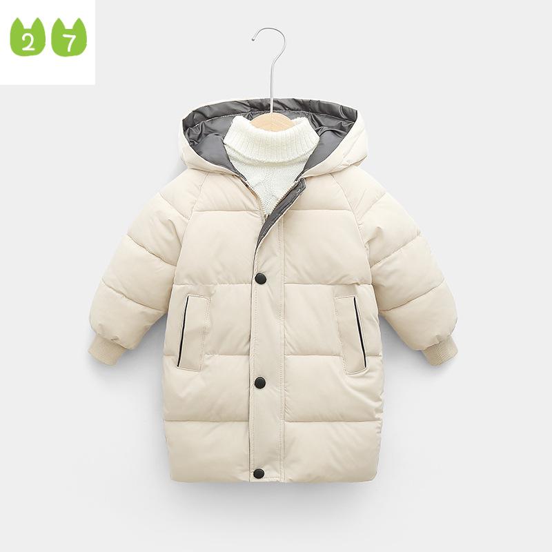 Neue kinder Unten Jacke Jungen Mädchen Winter Kleidung Koreanische Baumwolle Gepolsterte Kleidung Baby Verdickt Mantel 130cm weiß