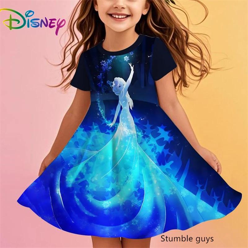 Disney Die Eiskönigin Prinzessin Elsa Mädchen Sommerkleid Anime Kinderkleider Kleidung Rock Mode Lässiges Outfit 140 black
