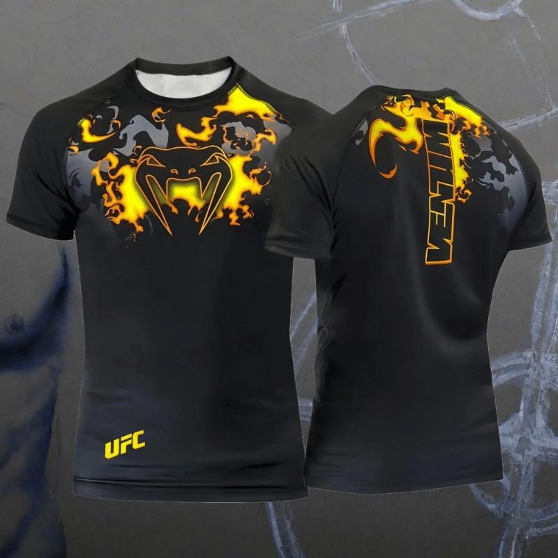 Sommer Heißverkauf UFC Boxen Kampfwettbewerb Herren T-Shirt Mode Schnelltrocknend Lässig Atmungsaktiv Rundhals Kurzarm Oberteile XL