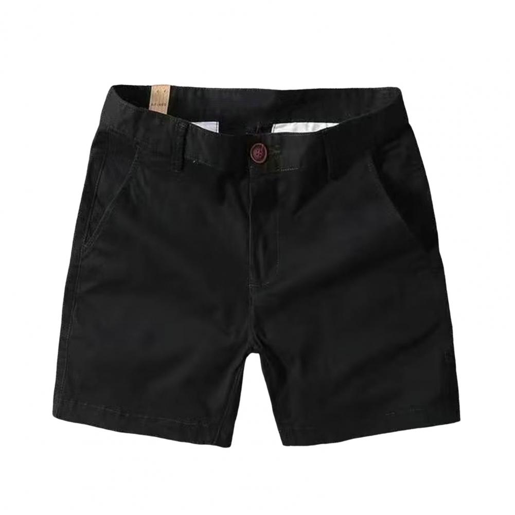 Herren Sommer Strand Shorts Mittelhoher Schnitt Elastische Taille Casual Shorts Einfarbig Taschen Design Cargo Shorts Streetwear 33 schwarz
