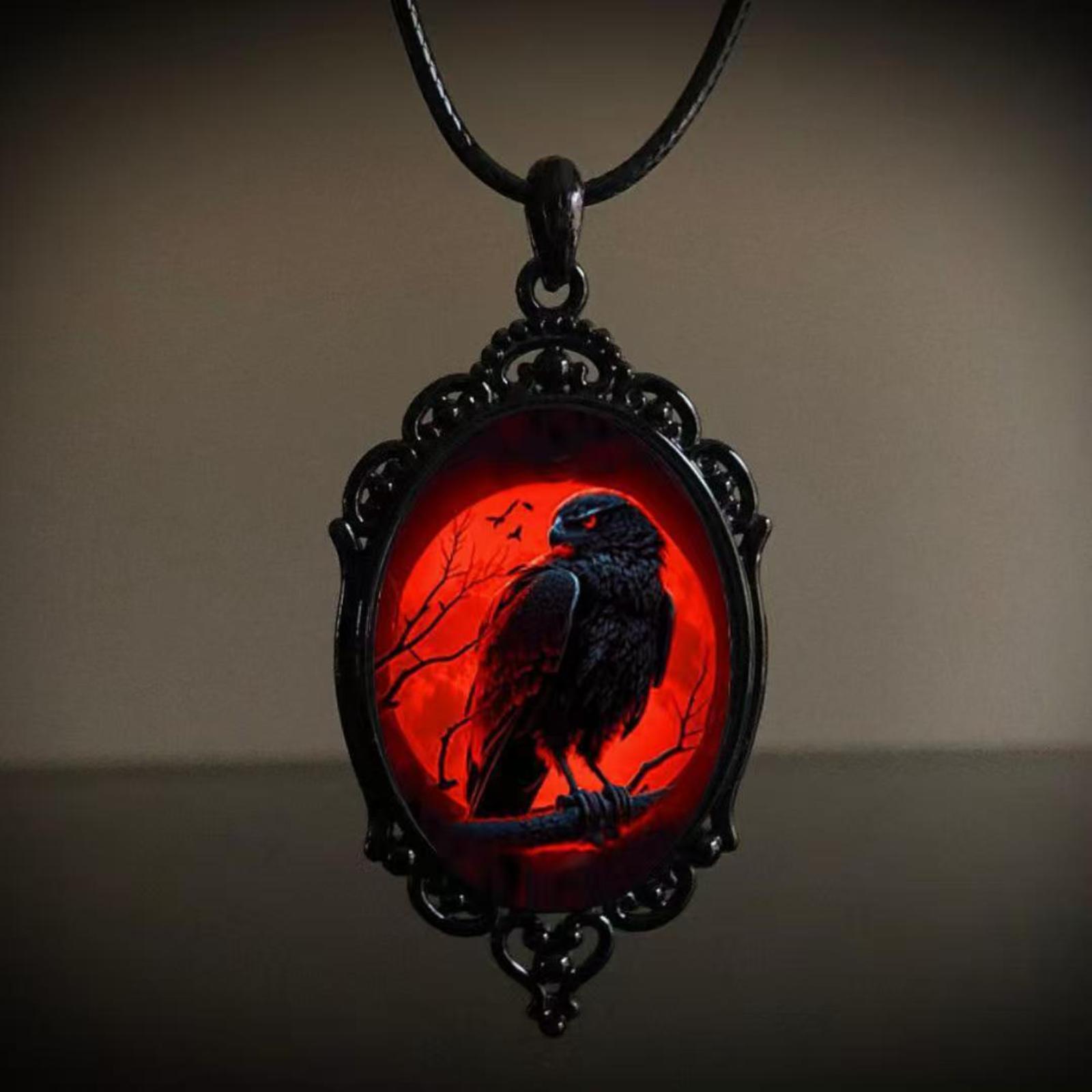 Gothic Kameen Halskette Blutrot Lila Sternenstaub Kristall Anhänger Halskette Goth Vintage Tropfen Halskette Halloween Schmuck für Frauen One Size