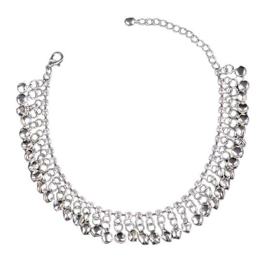 Statement Kupfer Klassisches All-Matched Retro Glockenquaste Strand Fußkettchen Damen silber