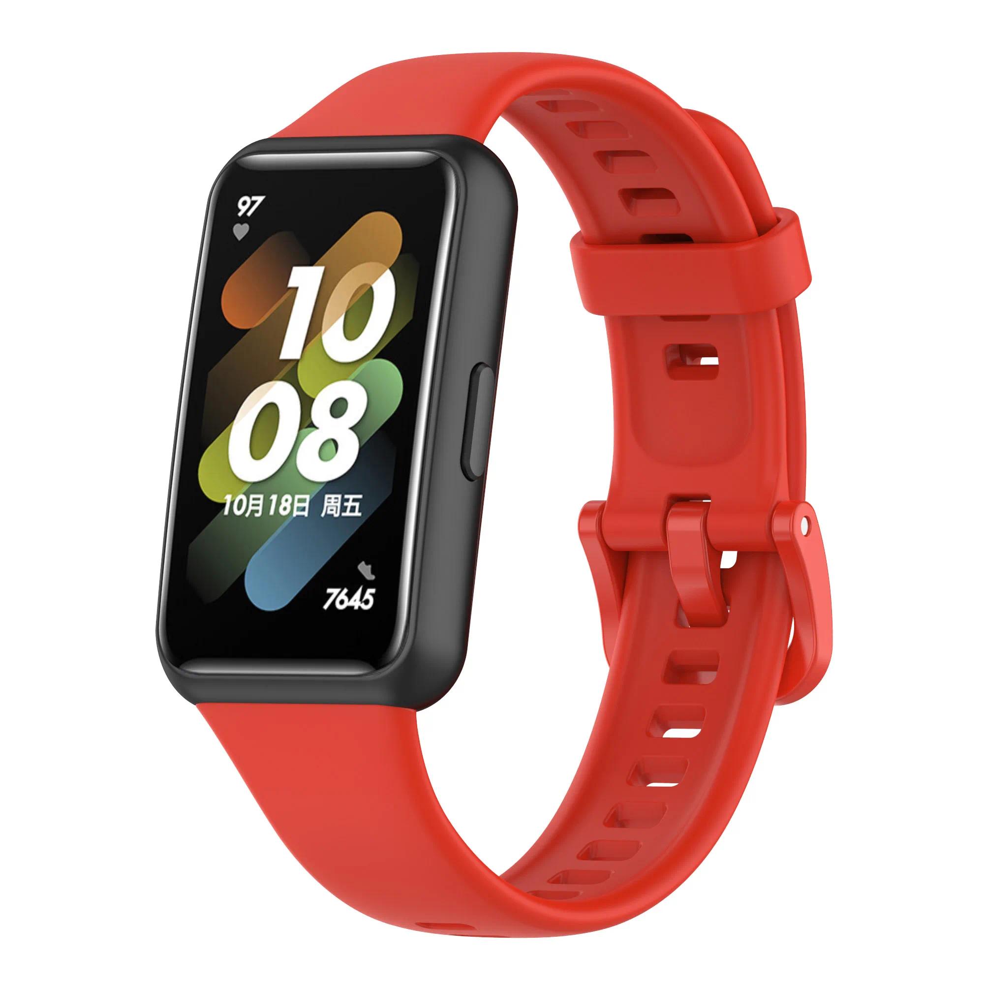 Silikon-Uhrenarmband für Huawei Band 7 Original-Armband Sport Smart-Armband Ersatz Correa Armband für Huawei Band 7 Armband For Huawei band 7 rot