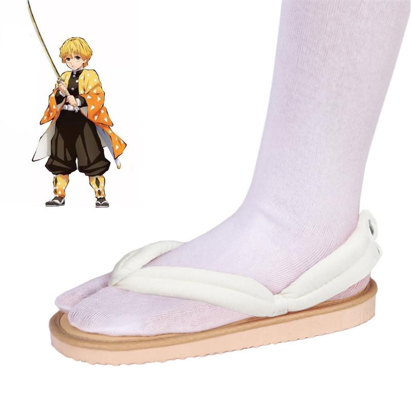 Anime Demon Slayer Cosplay Schuhe Kimetsu No Yaiba Kamado Tanjirou Clogs Sandalen Kamado Nezuko Geta Kochou Shinobu Flip Flops 40-41 weiß