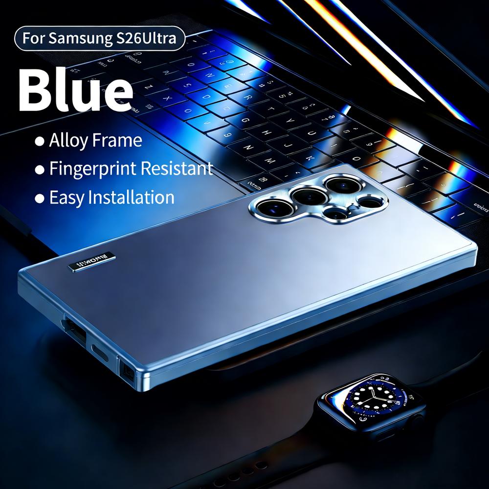 Luxuriöse magnetische Metallhülle für Samsung Galaxy S26 S25 S24 S23 S22 S21 Ultra Plus Hülle Vollständiger Objektivschutz Aluminiumlegierung Handyhülle For Samsung S21 Ultra blau