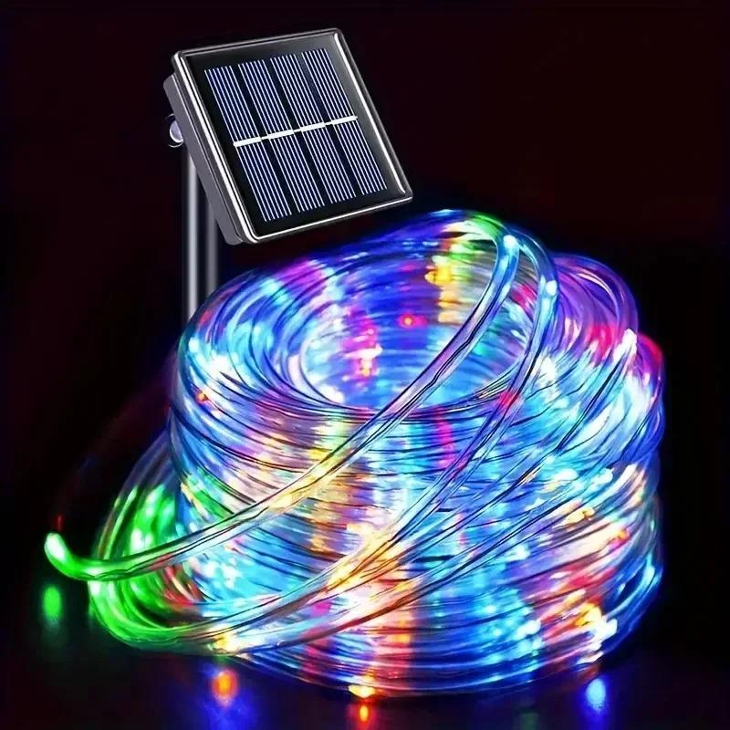 7M/12M/22M Solar-LED-Lichterketten, Wasserdichte Outdoor-Schlauch-Lichterkette für Garten, Zaun, Weihnachts- und Hochzeitsdekoration 22m 200LEDs bunt