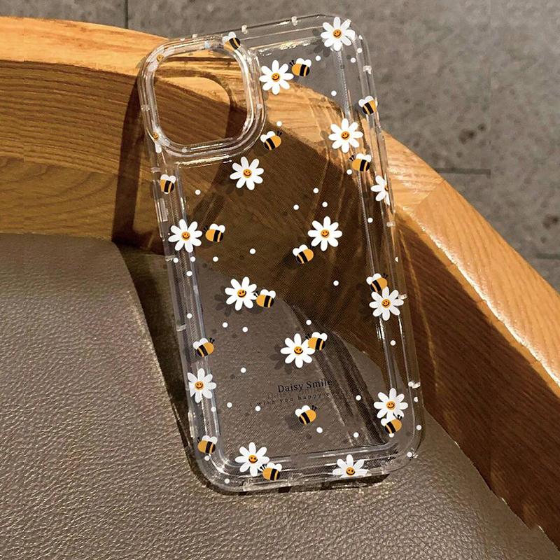 Sommerblumen Honigbiene Aufdruck Klare Hülle für Samsung A55 A54 5G A53 A35 A34 A15 A14 A13 S21 S22 S23 S24 S25 S26 Ultra FE Abdeckung S22