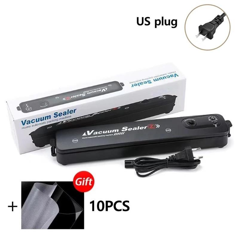 220V EU Stecker Lebensmittel Vakuumierer Verpackungsmaschine mit 10 kostenlosen Vakuumbeuteln Haushalt Küche Lebensmittel Vakuumversiegelung US Plug+10 bags