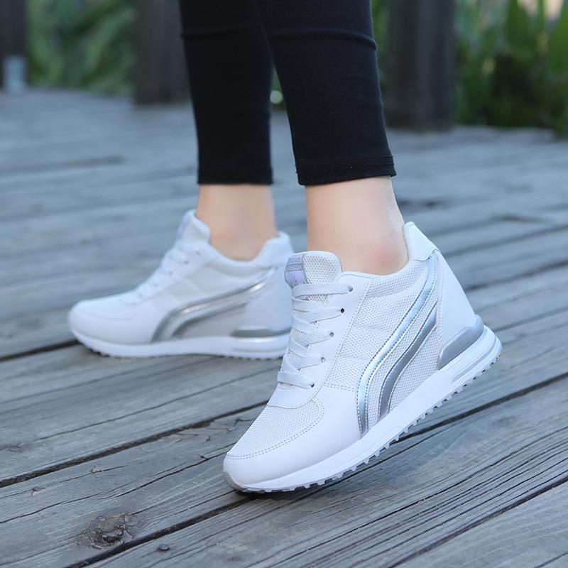Versteckte Absätze Keilabsatz Sneaker Damen Atmungsaktiv Freizeit Schuhe Damen Frühling Herbst Größe Erhöhend Sneaker Damen Schuhe Outdoor 40 weiß
