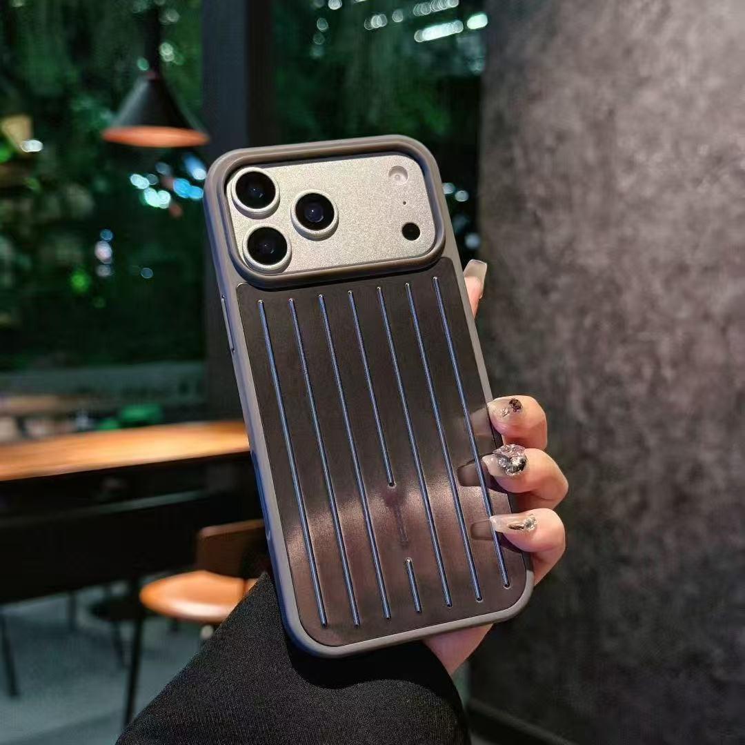 Neue Ballettrosa mit silbernem Rand Rimowa Aluminiumlegierung Gepäck Handyhülle Für IPhone 17 Pro Max 16 15 14 13 Stoßfest Schutzhülle mit Box iPhone17 Pro Max graue