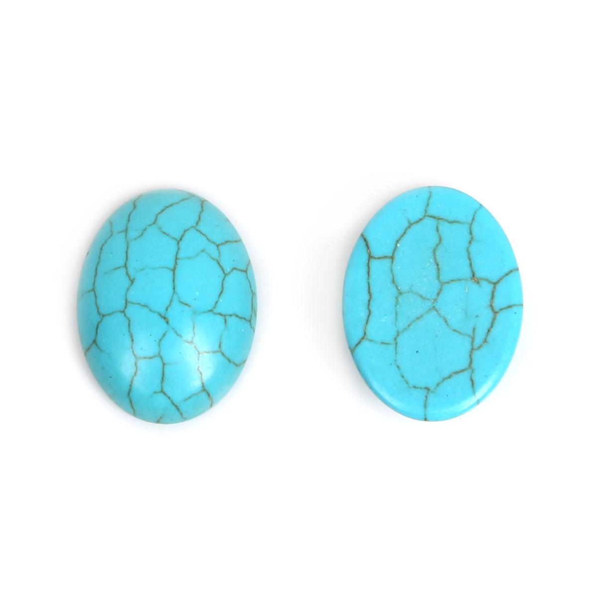 Türkise Perlen, Howlith-Stein, Cabochon-Perlen, halboval, flache Rückseite, Schmuckzubehör, passend für DIY-Ringe, Armbänder, Material 15x20mm 10pcs türkis