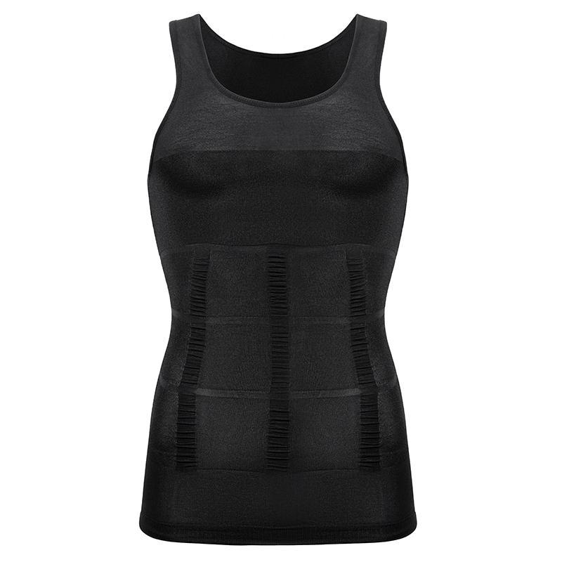 Männer Gym Sport Fitness Weste Shapewear Bauch Unterhemden Bodybuilding Tank Tops Abnehmen Body Shaper S schwarz