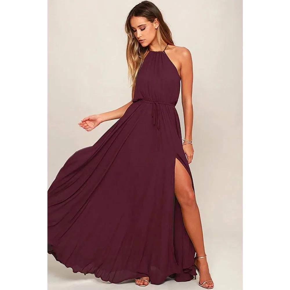 2024 sommer Langes Kleid Hohe Split Boho Strand Kleid Tunika Maxi Kleid Frauen Abend Party Kleid Sommerkleid Vestidos de festa XXL L bordeaux