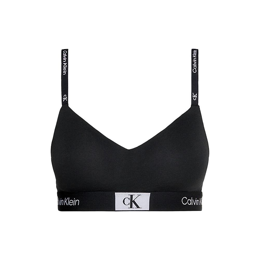 Calvin Klein CK96 Serie Leicht gefüttertes Bralet Buchstabenprint V-Ausschnitt BH Damenunterwäsche Schwarz 000QF7218EUB1 M