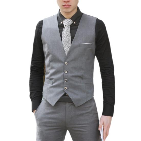 Tops Herren Klassische formelle Business Slim Fit Kette Weste Anzug Männliche Kleidung Weste L grau