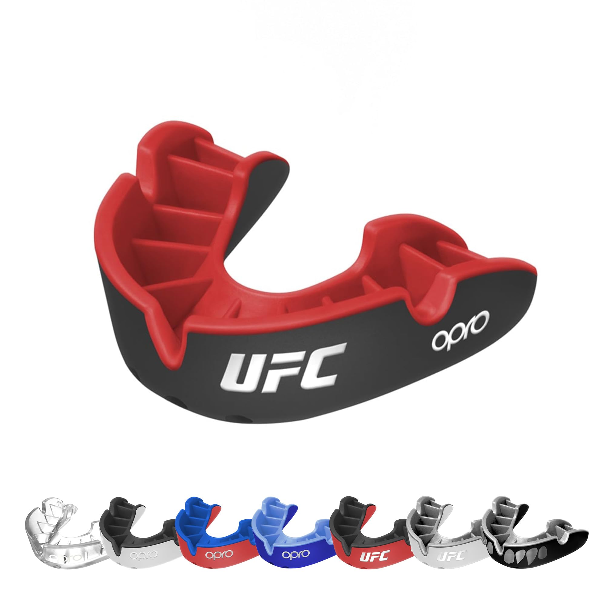 OPRO Mundschutz Kampfsport Mundstück Boxen Kickboxen Sport Mundstück Hergestellt in Großbritannien Offizieller Shop [Selbstanpassung/Silber Level] (Erwachsener, Ufc/Schwarz &