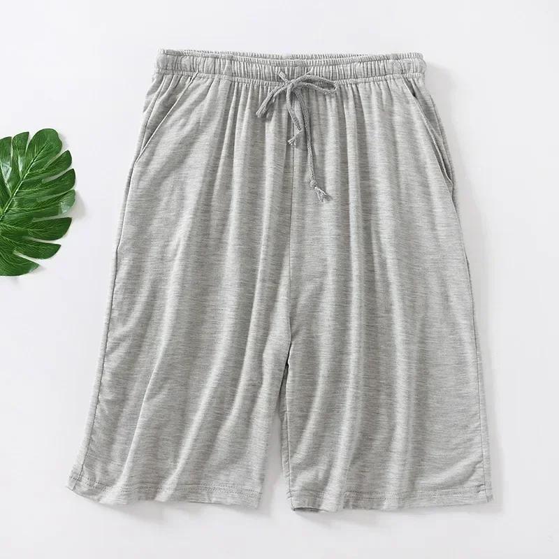 Übergröße 7XL 8XL Lässige Schlafshorts für Herren Lässige Modal Herren-Pyjamashorts Sommer Weiche Fünf-Punkte-Strandshorts Herren XL licht grau