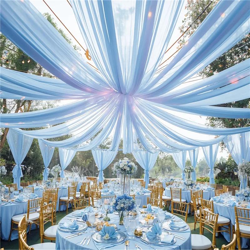 1 Panels Hochzeitskleid Deckenvorhänge Dach Baldachin Dekor Drapieren Stoff Chiffon Vorhang für Party Zeremonie Bühne Hotel Dekoration W75XH300CM