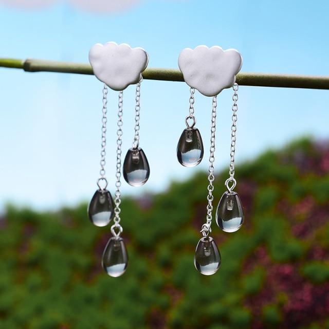 Lotus Spaß Echt 925 Sterling Silber Natürliche Kristall Edelsteine Edlen Schmuck Ethnische Wolke Lange Quaste Drop Ohrringe Für Frauen Brincos rotbraun