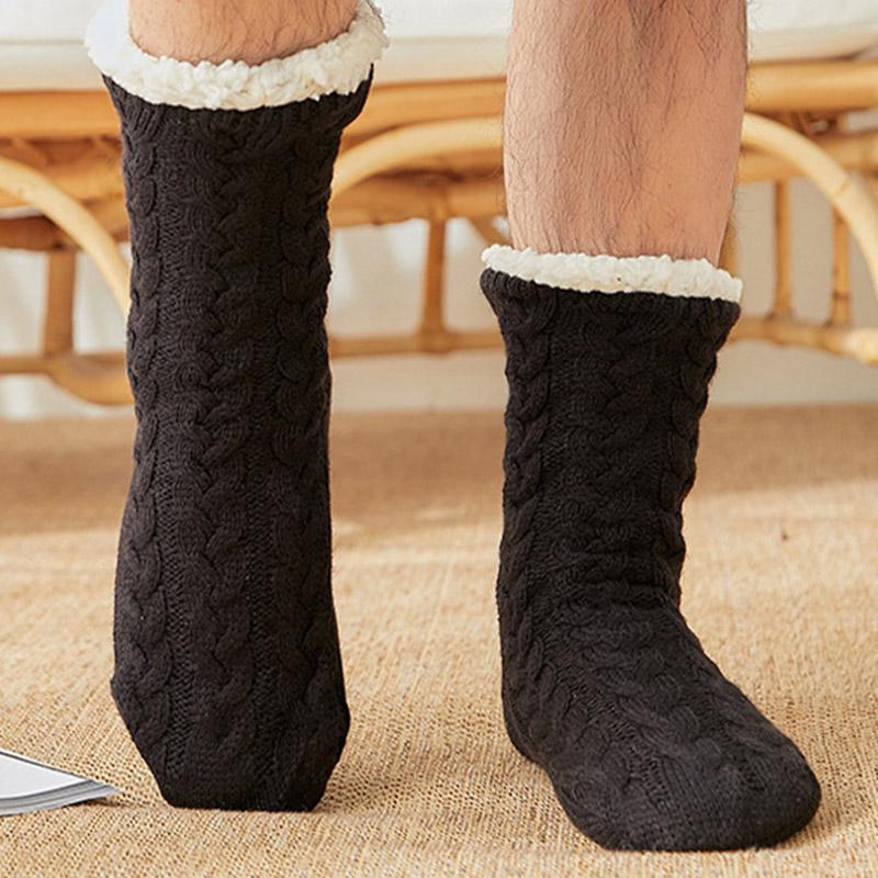 Baumwollsocken Hausschuhe Herren warmes Plüschfutter Memory-Schaum weiche Indoor-Hausschuhe Winter bequem rutschfest Heimschuhe 39 schwarz
