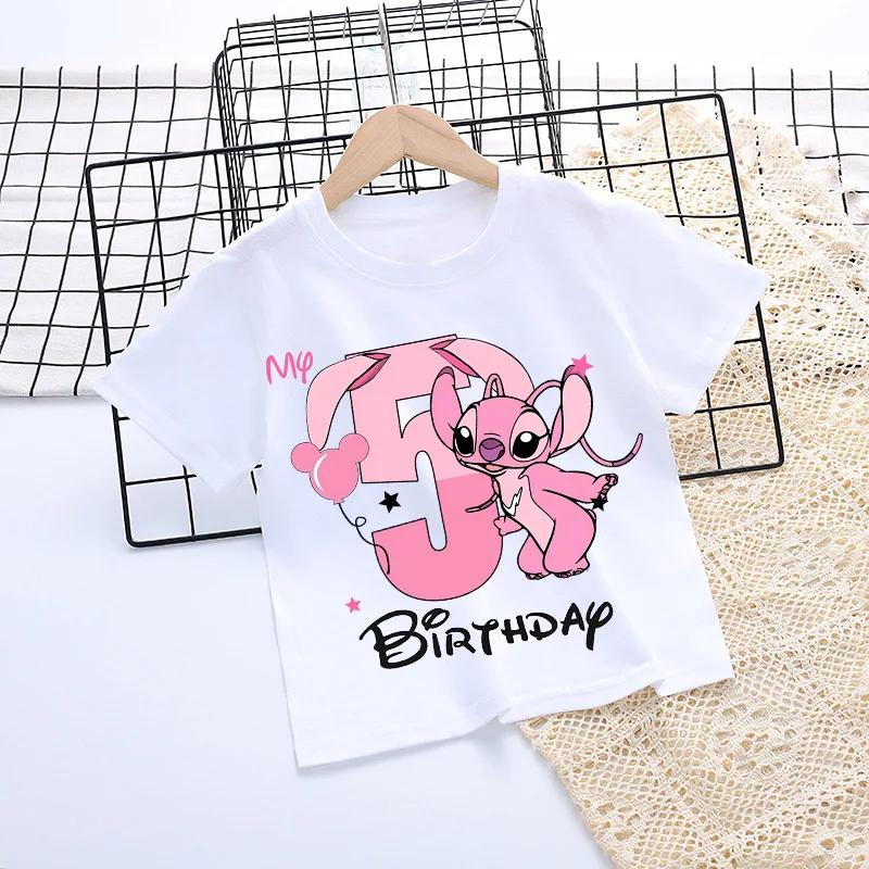 Kinder 1-9 Geburtstag Kinder T-Shirts Baby Party Nummer Shirt Kleidung Süßes Engel Tee Mädchen Junge Kurzarm Kleidung Oberteil Geschenk 140