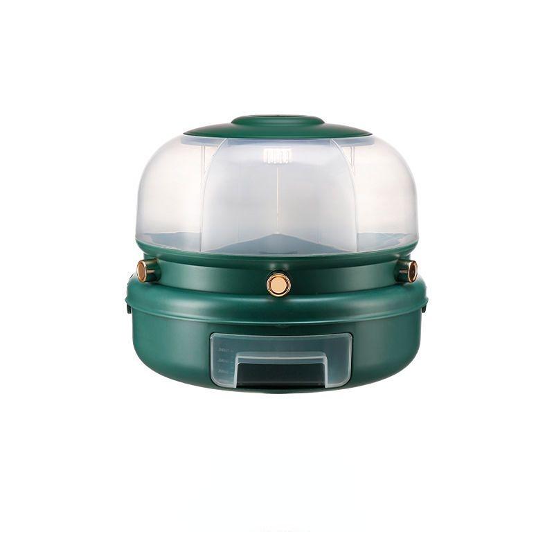 Lebensmittel-Aufbewahrungsbox, drehbare Lebensmittel-Aufbewahrungsbox, unterteilter Reiseimer, versiegelt, insektenresistent, feuchtigkeitsbeständig, Küche, Haushalt, Reis-Aufbewahrungsbox Single Layer dunkelgrüne
