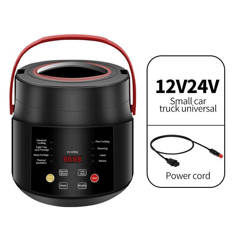 Elektrischer Mini-Reiskocher MultiCooker Tragbarer Auto-Reiskocher 12V 24V Kochmaschine für Auto und LKW Englisches Menü