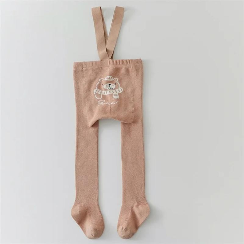 Strumpfhosen für Neugeborene, weiche Strumpfhosen für Kleinkinder, Mädchen, lässige Leggings für Jungen mit Schultergurt, gestrickt, eng S(0-1Y) khaki