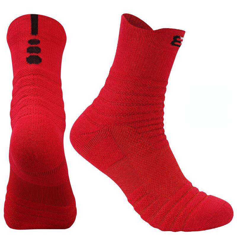 2024 männer Handtuch Unten Sport Dicke Socken Lauf Socken Mitte Strümpfe Basketball Große Größe Socken L rot
