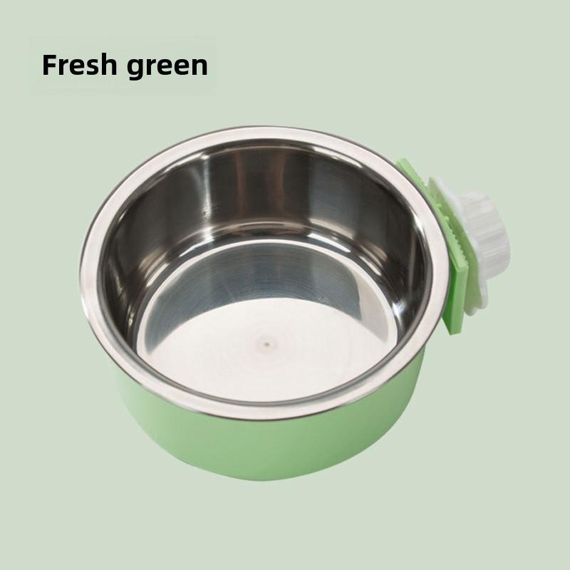 Haustier Automatischer Wasserspender Hängender Käfig Doppelnapf Hund Edelstahl Hängender Käfig Futternapf Katze Wassernapf Trinkwasserspender Doppelnapf green S