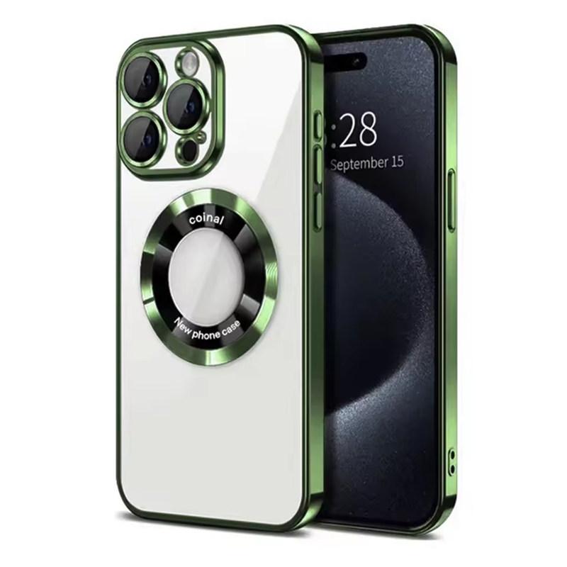 Luxus Beschichtung Magnet Hülle für Magsafe Hülle Iphone 16 15 14 Plus 17 Air 11 12 13 11 Pro Max Apple Logo Vergrößerer Kameraschutz iPhone 12 Pro Max grün