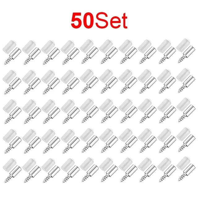 50/4Set Kreuz selbstschneidende Schraube mit Gummihülse Laminat Unterstützung Home Kleiderschrank Schrank Glas Harte rutschfeste Trennnägel 50 Set