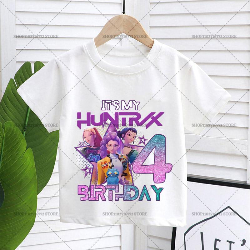 KPop Dämonenjäger T-Shirt für Mädchen Kurzarm Geburtstagsparty Zubehör Tops Rumi Mira Zoey Print T-Shirt Sommer Kinderkleidung 110
