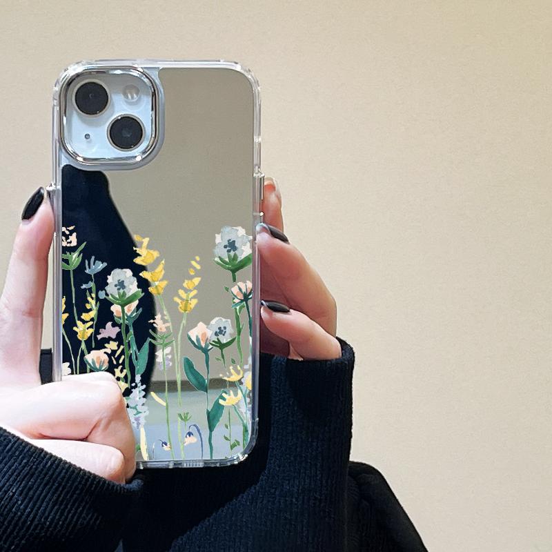Handyhüllen für iPhone 11 13 XR 15 Pro Max 12 14 Pro Max Hülle iPhone 16 XS Max Spiegel Schutzhülle Mirror Exquisite Cartoon Wasserdicht iPhone 12 Pro Max silber