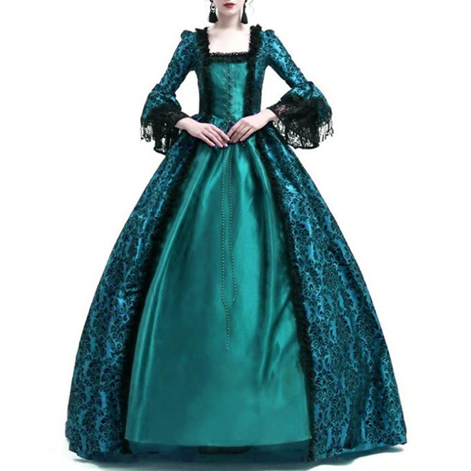 Mittelalterlicher Palast Prinzessin Cosplay Kleid Erwachsene Vintage Abendkleid Frauen Spitze Renaissance Party Halloween XXXXXL grün