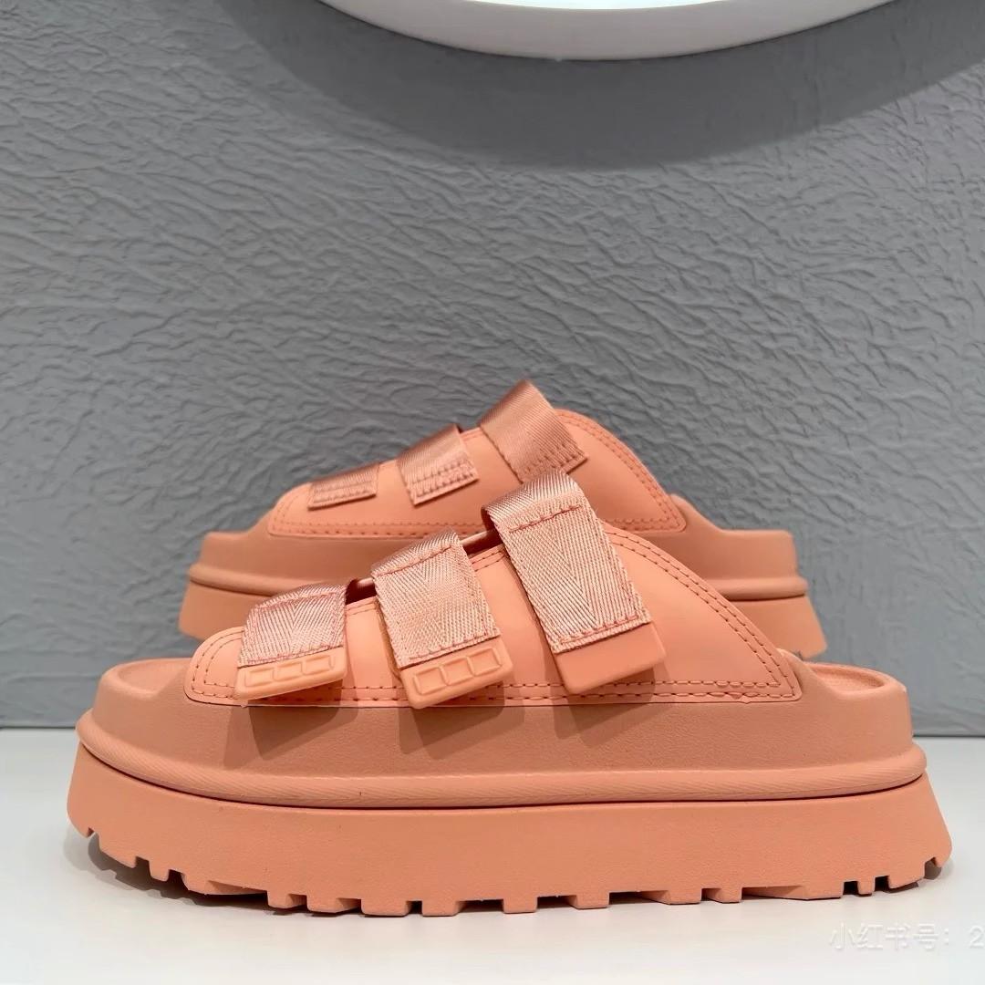 Mode 2025 Mode Damen Flip Flops Sommer Strand Plateau Hausschuhe Lässig Draußen Keilsandalen Mode Damen Schuhe für den Urlaub 38 rosa