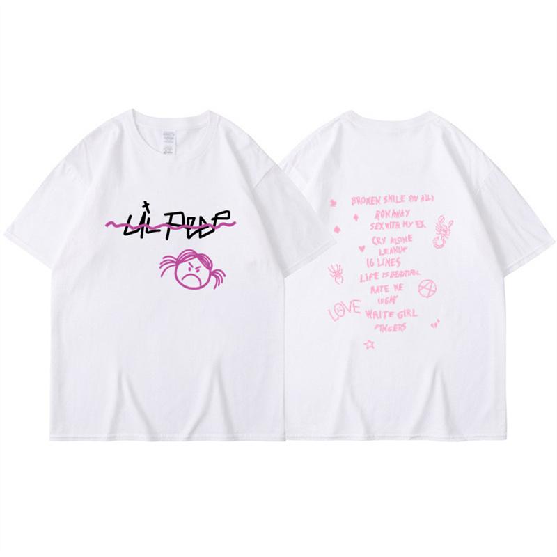 Rapper Lil Peep T-Shirt Männer Frauen Mode T-Shirt Baumwolle T-Shirt Kinder Hip Hop Tops T-Shirt Musik T-Shirt Junge T-Shirts Herrenbekleidung Sommer S white