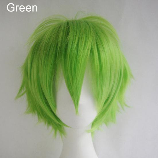 Orion Männer Frauen Multi-Color Kurze Gerade Haarteil Volle Perücke für Anime Party Cosplay One Size grün